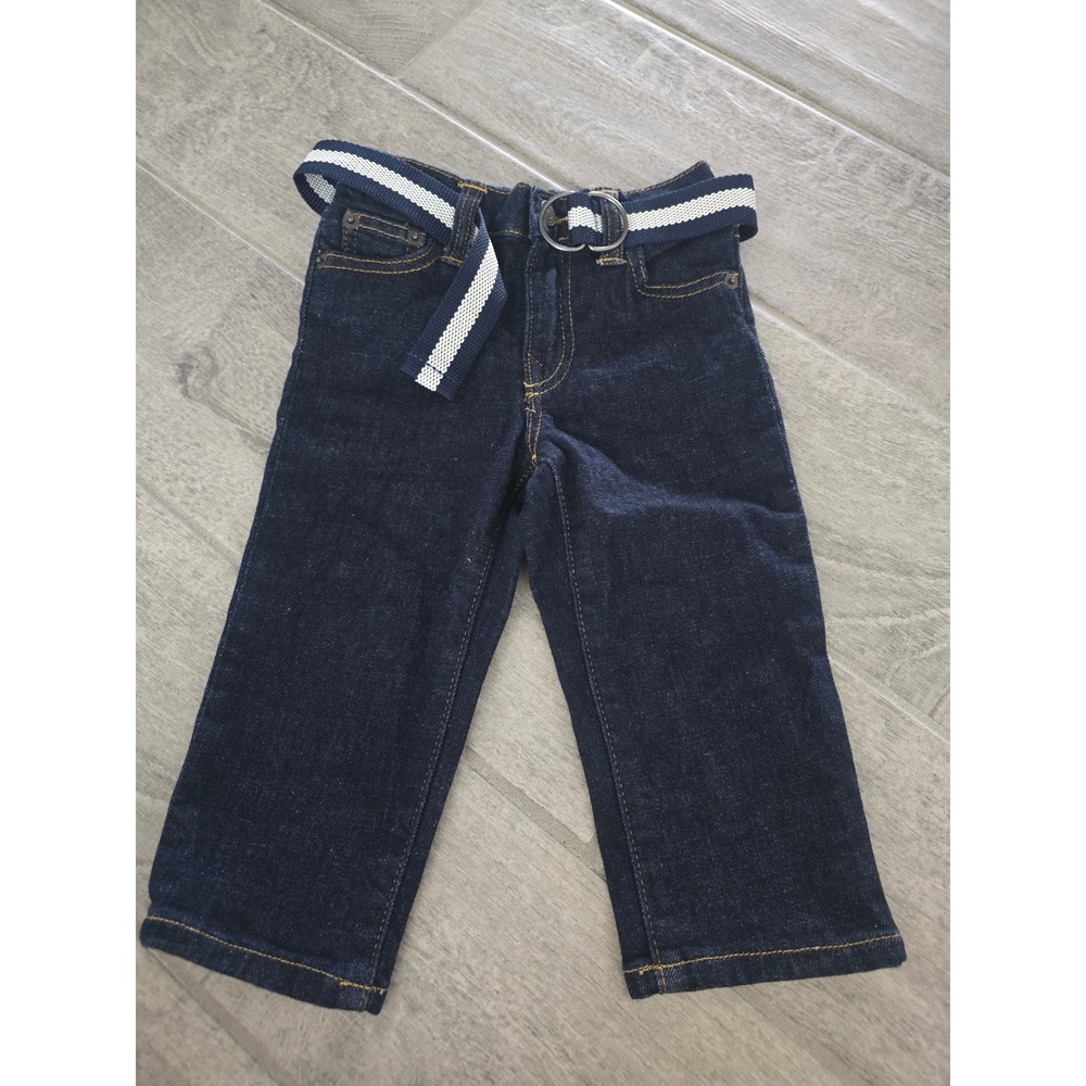 Polo Ralph Lauren Boys 18M Hampton Straight Dark Wash Denim Jeans with Belt